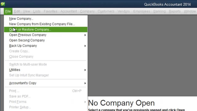 Open your company file correctly - Screenshot