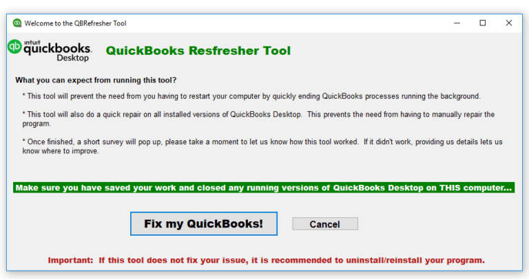 QuickBooks Referesher Tool - Screenshot 1