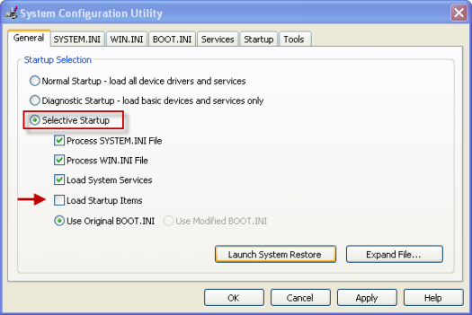 System Configuration Utility (Screenshot)