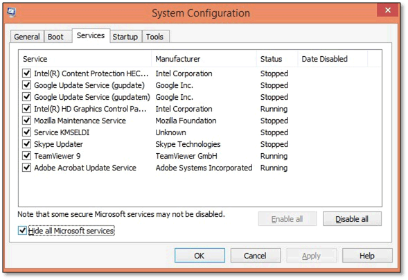 Hide all Microsoft Services - Screenshot