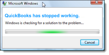 QuickBooks Has Stopped Working Error - Screenshot