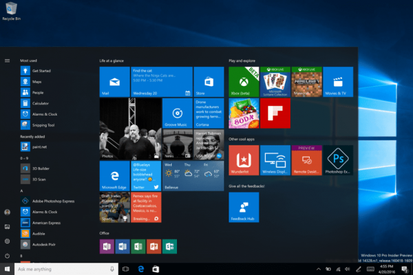 Windows 10 Screen Overview- Screenshot