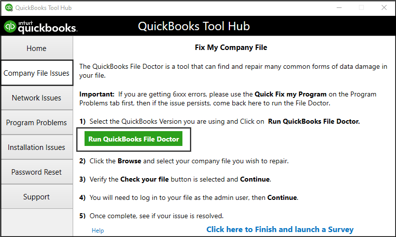 QuickBooks File Doctor (QuickBooks Tool Hub) - quickbooks unexpected error 5