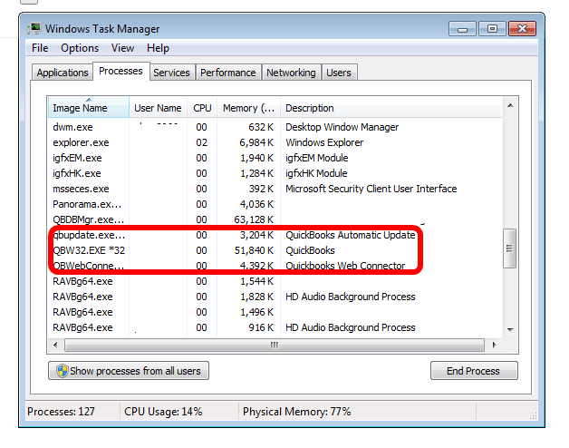 Close all QuickBooks Processes - Screenshot