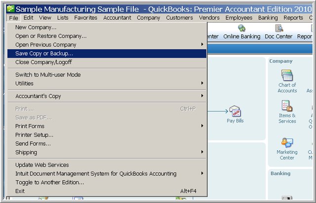 Copy the QuickBooks File on the Desktop - Screenshot