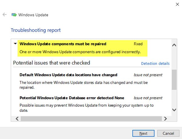 Manually fix Windows components - Screenshot