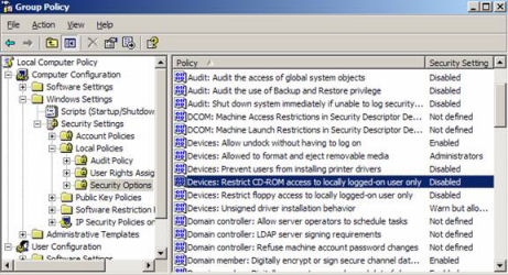 Restrict CD ROM access to local users - Screenshot