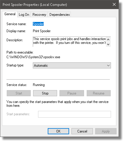 Print Spooler system configuration windows 7 - Screenshot 2
