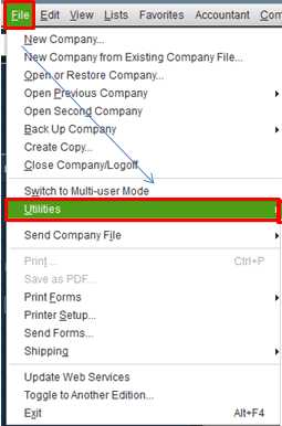 Utilities tab in QuickBooks 