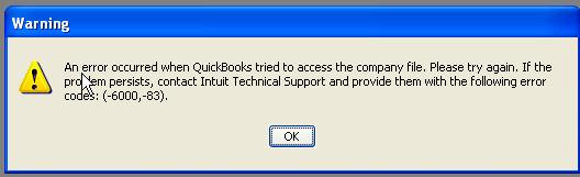 quickbooks error message 6000-83 screenshot