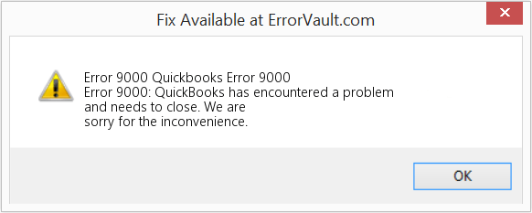 QuickBooks Error Code 9000 - Screenshot