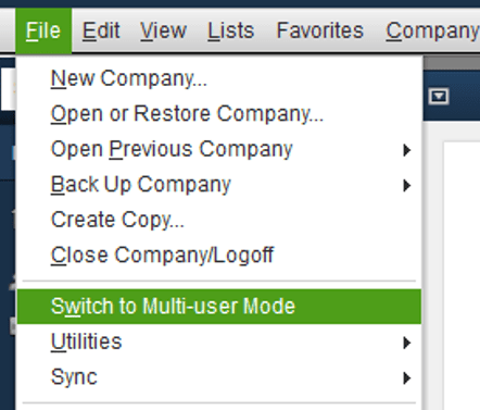Switch to multi user mode - quickbooks error h202