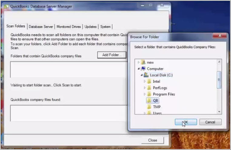 Add QB Folder in QuickBooks database server manager - Screenshot