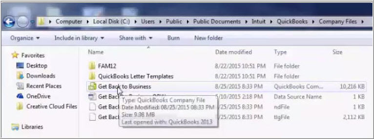 Get back to business folder - Screenshot