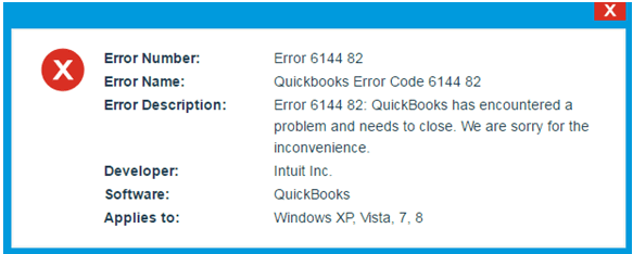 QuickBooks Error Code 6144 - Screenshot