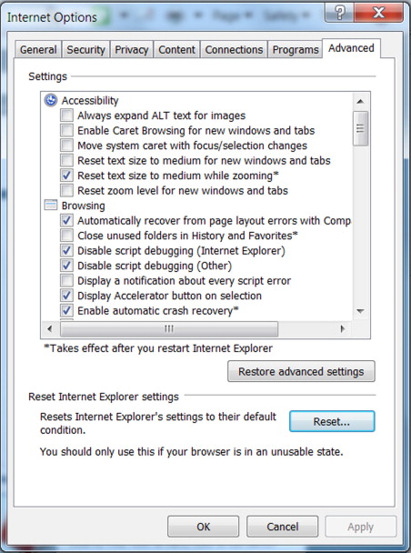 Advanced settings option - Screenshot