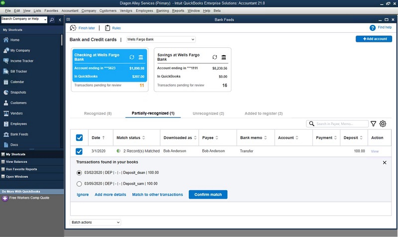 Improved Bank feeds - quickbooks desktop 2021