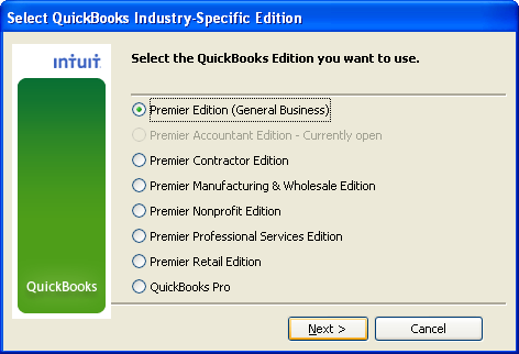 Toggle QuickBooks desktop premier or enterprise solutions to another edition - Screenshot 1