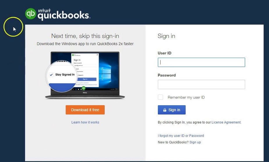 Log in to the customer account portal - Screenshot