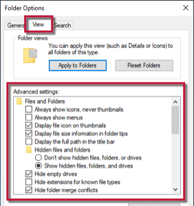 file extensions and hidden items - Screenshot