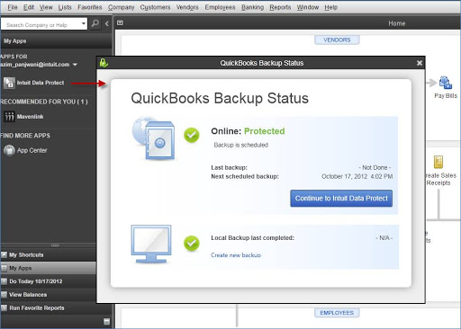 Cleaning the space in the Intuit data protect - Screenshot