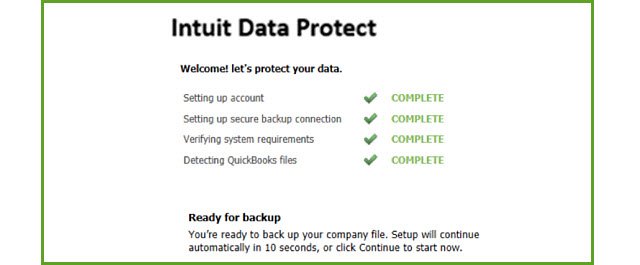 Intuit data protect in QuickBooks - Screenshot