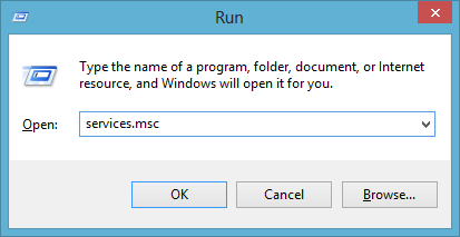 Type services.msc in Run Box - Screenshot