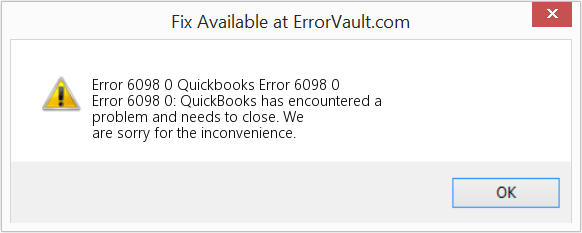 QuickBooks Error Code 6098 - Screenshot