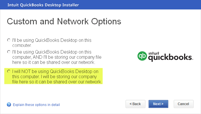 Installing QuickBooks file to new computer - Screenshot