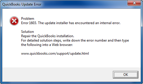 QuickBooks error code 1603